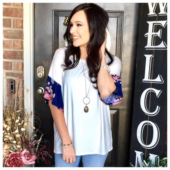 Promesa white floral flutter sleeve relaxed top S - Picture 1 of 7